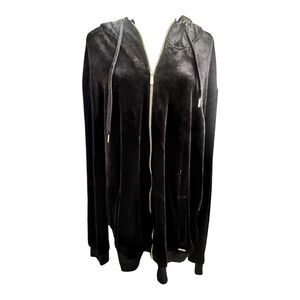 Black Velour Gold Zipper Hoodie Size 3X